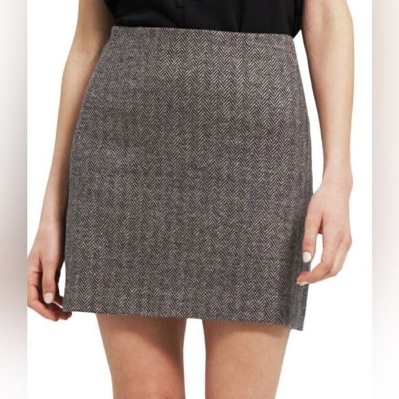 THEORY Abbot Herringbone Mini Skirt NWT Size 12 - Picture 1 of 8
